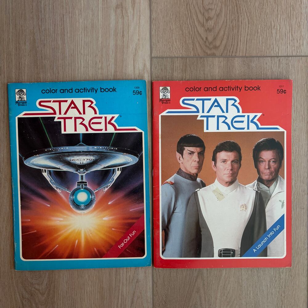LOT 2 Vintage Star Trek Color and Activity Books 1979 / 1982 NEW